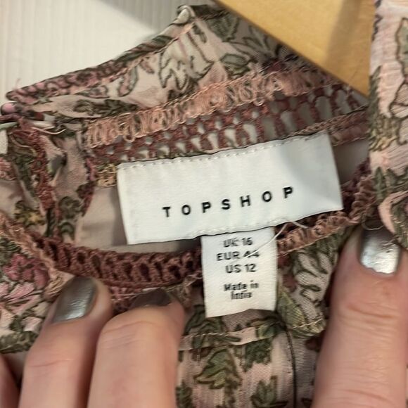 NWT TopShop Dress, Calico flowers, Rose Pink, 12 - Picture 5 of 11